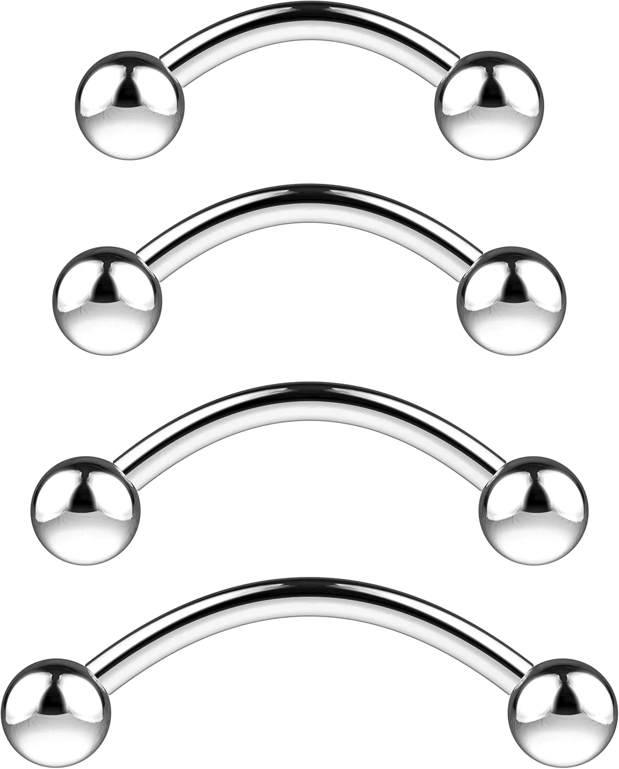 Eyebrow Piercing Jewelry 16g Curved Barbell - Surgical Steel Bridge Piercing Vertical Labret Lip Jewelry Eyebrow Rings For Women Men - Cartilage Earrings Tragus Daith Snug Rook Piercing Jewelry 4pcs