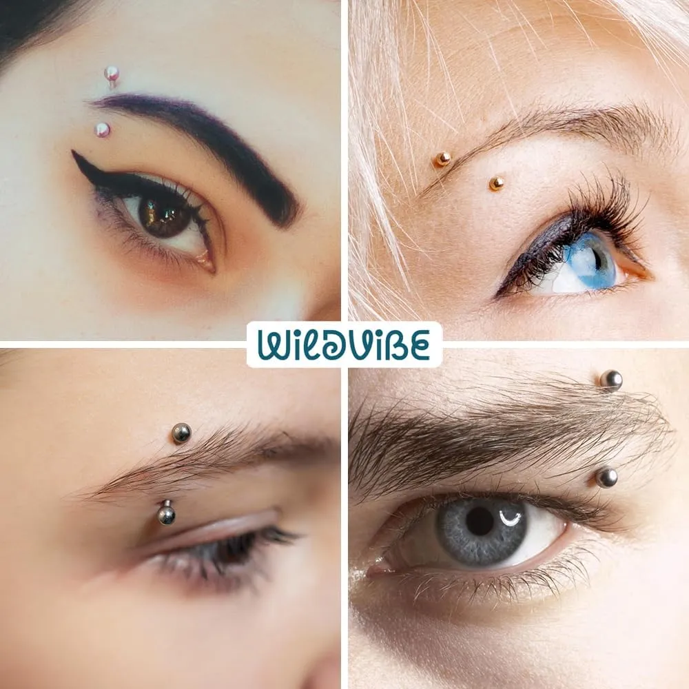 Eyebrow Piercing Jewelry 16g Curved Barbell - Surgical Steel Bridge Piercing Vertical Labret Lip Jewelry Eyebrow Rings For Women Men - Cartilage Earrings Tragus Daith Snug Rook Piercing Jewelry 4pcs