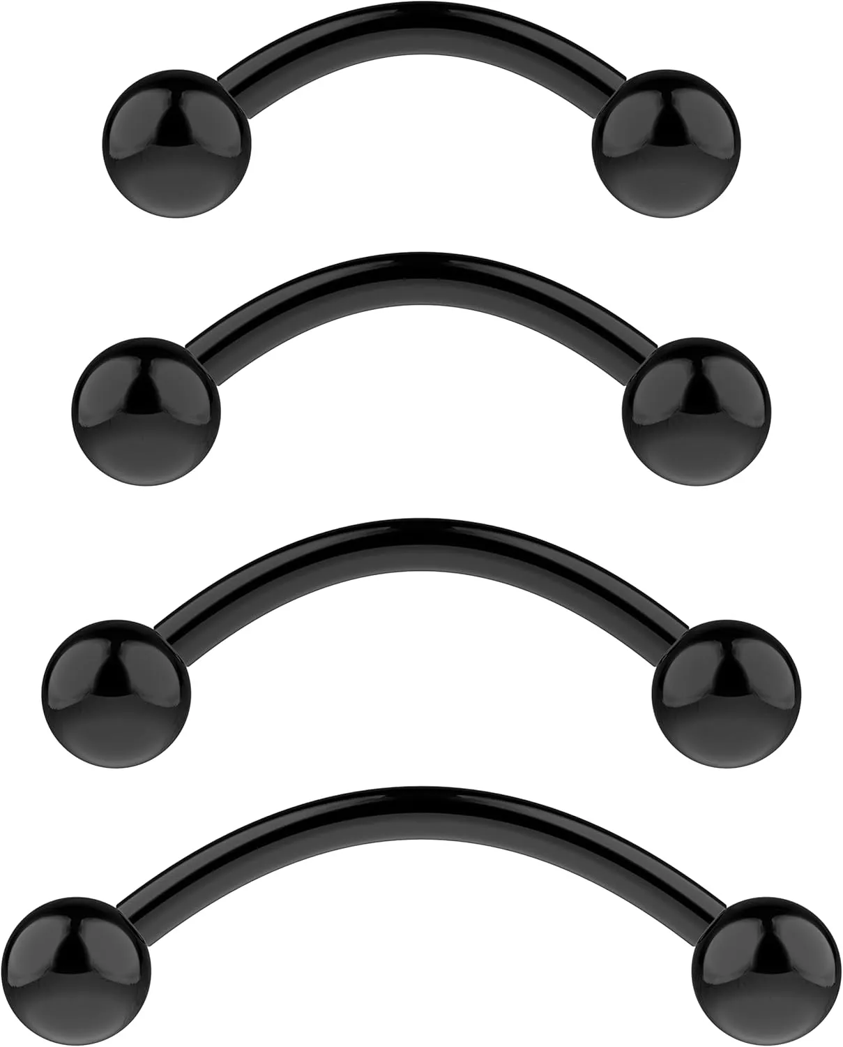 Eyebrow Piercing Jewelry 16g Curved Barbell - Surgical Steel Bridge Piercing Vertical Labret Lip Jewelry Eyebrow Rings For Women Men - Cartilage Earrings Tragus Daith Snug Rook Piercing Jewelry 4pcs