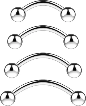 Eyebrow Piercing Jewelry 16g Curved Barbell - Surgical Steel Bridge Piercing Vertical Labret Lip Jewelry Eyebrow Rings For Women Men - Cartilage Earrings Tragus Daith Snug Rook Piercing Jewelry 4pcs