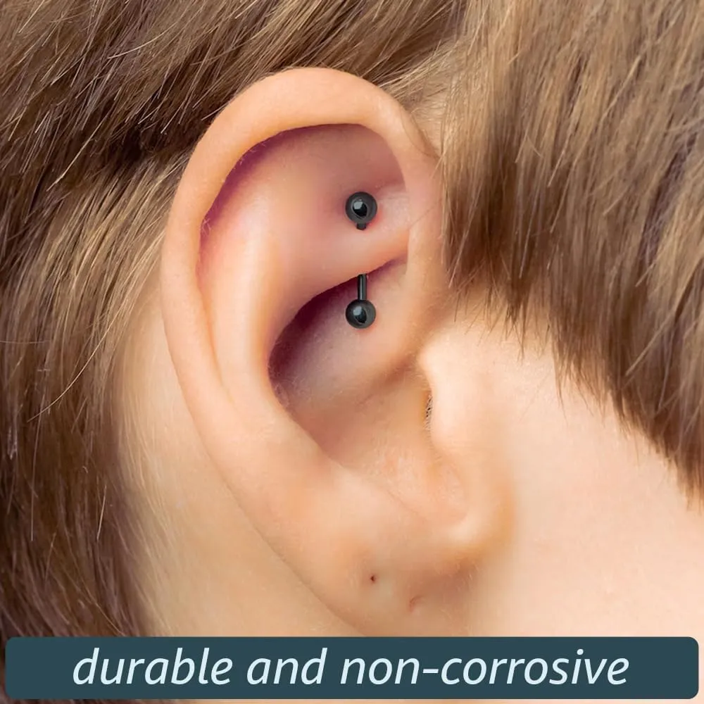 Eyebrow Piercing Jewelry 16g Curved Barbell - Surgical Steel Bridge Piercing Vertical Labret Lip Jewelry Eyebrow Rings For Women Men - Cartilage Earrings Tragus Daith Snug Rook Piercing Jewelry 4pcs