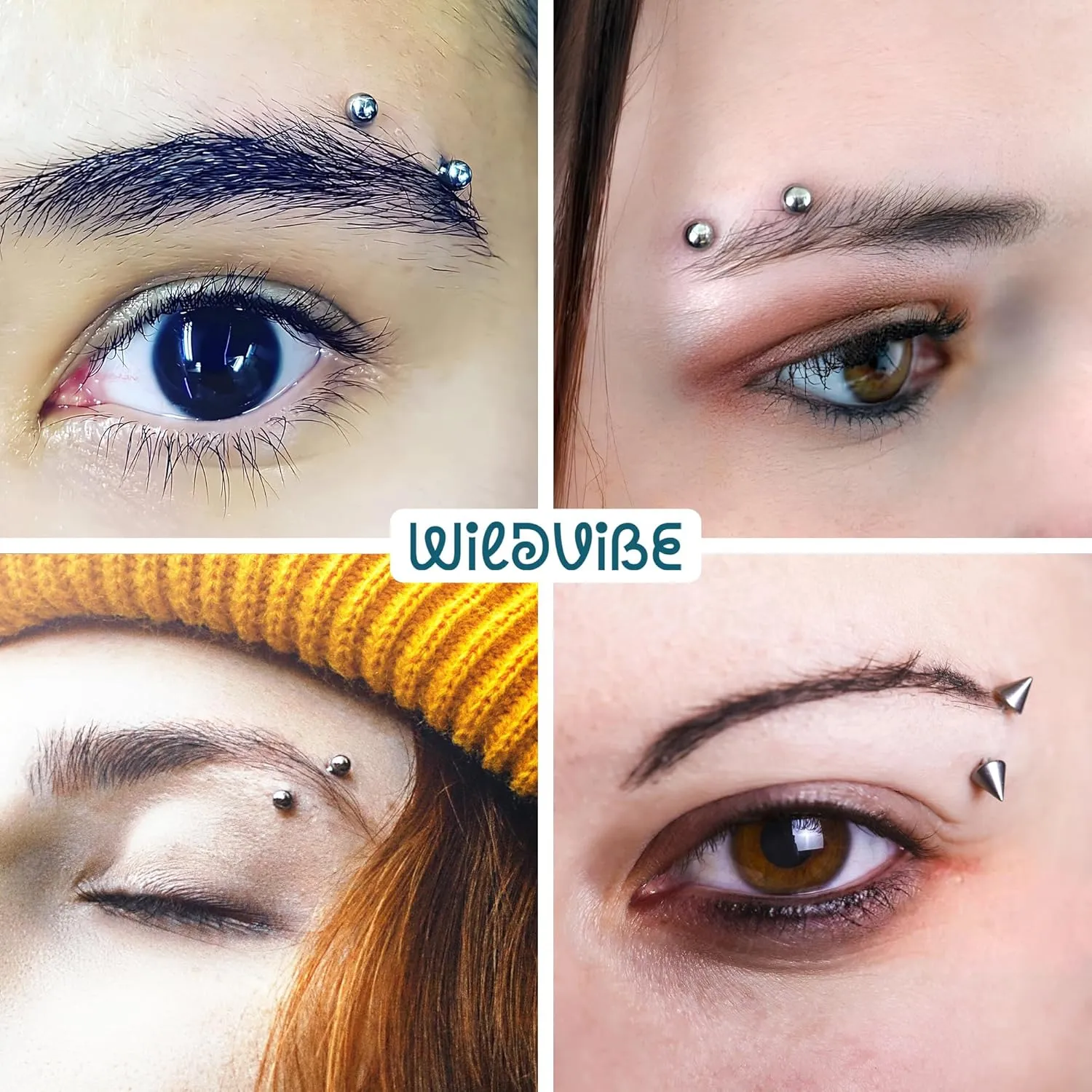Eyebrow Piercing Jewelry 16g Curved Barbell - Surgical Steel Bridge Piercing Vertical Labret Lip Jewelry Eyebrow Rings For Women Men - Cartilage Earrings Tragus Daith Snug Rook Piercing Jewelry 4pcs