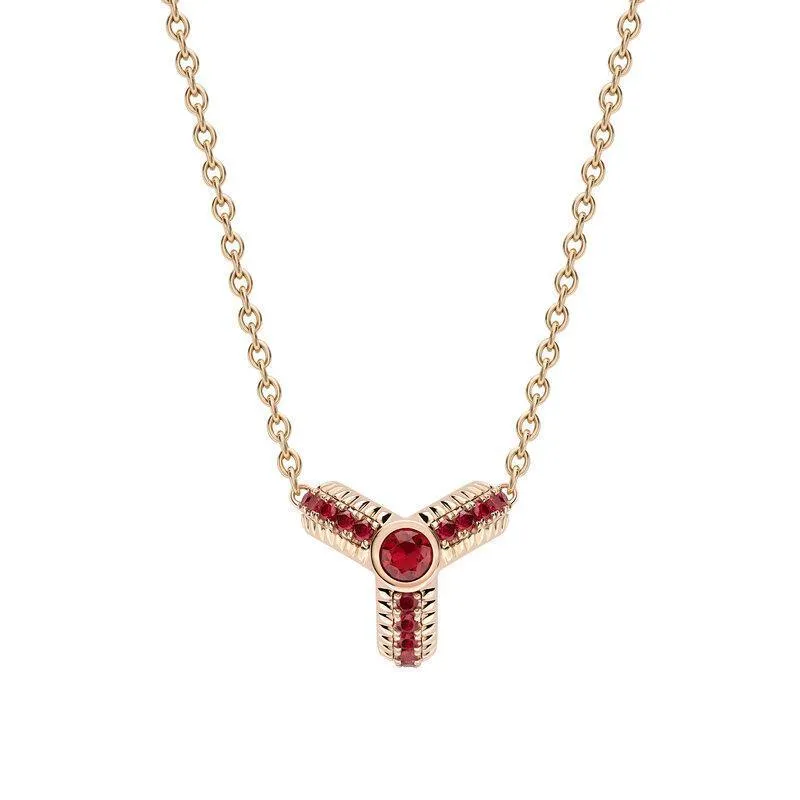 Faberge Colours of Love 18ct Rose Gold Ruby Fluted Trio Necklace