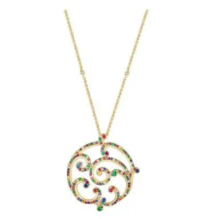 Faberge Rococo 18ct Yellow Gold Multicoloured Gemstone Grande Pendant