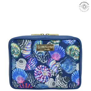 Fabric with Leather Trim Travel Jewelry Organizer - 13003