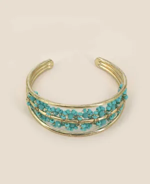 Fairtrade Aqua Glass Beads Wire Wrapped Bracelet
