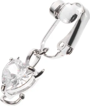 Fake Belly Button Ring Clip Dangle Zircon Inlaid Heart Design for Women No Piercing Required Unique Belly Rings for Body Art Enthusiasts