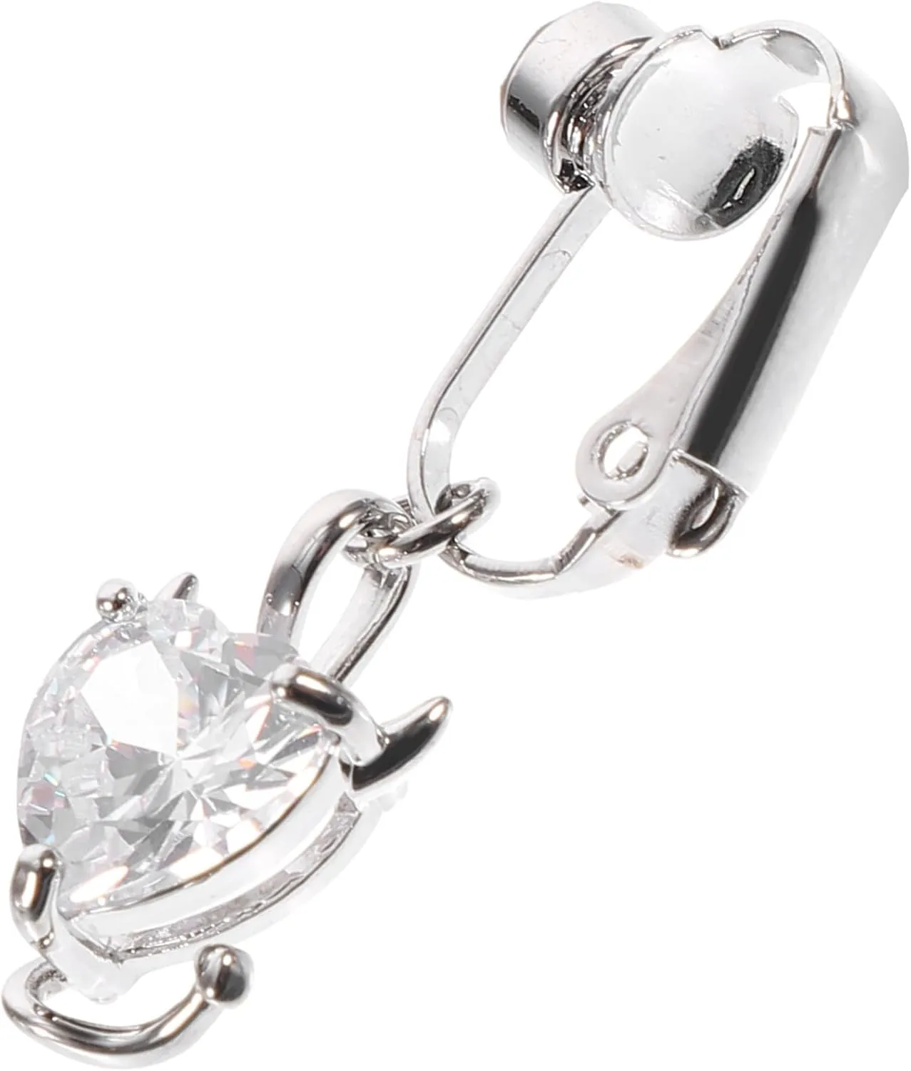 Fake Belly Button Ring Clip Dangle Zircon Inlaid Heart Design for Women No Piercing Required Unique Belly Rings for Body Art Enthusiasts
