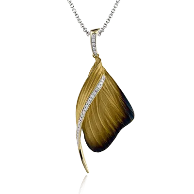 Fallen Leaves Pendant Necklace in 18k Gold with Diamonds DP171 WHITE 18K X