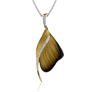 Fallen Leaves Pendant Necklace in 18k Gold with Diamonds DP171 WHITE 18K X