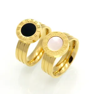 Famous Brand Women Rings 18K Gold/Rose Plated Stainless Steel Ring Roman Numeral Agate Shells Luxury Jewelry Female Top Quality