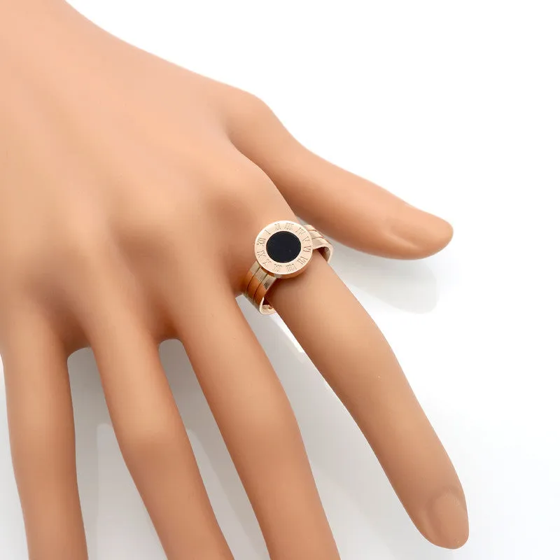 Famous Brand Women Rings 18K Gold/Rose Plated Stainless Steel Ring Roman Numeral Agate Shells Luxury Jewelry Female Top Quality