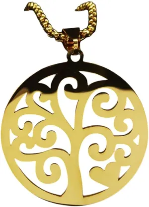Fashion Gold Color Stainless Steel Necklaces Women Heart Tree Of Life Choker Necklace Jewelry Collares Largos De Moda PTPNU02953