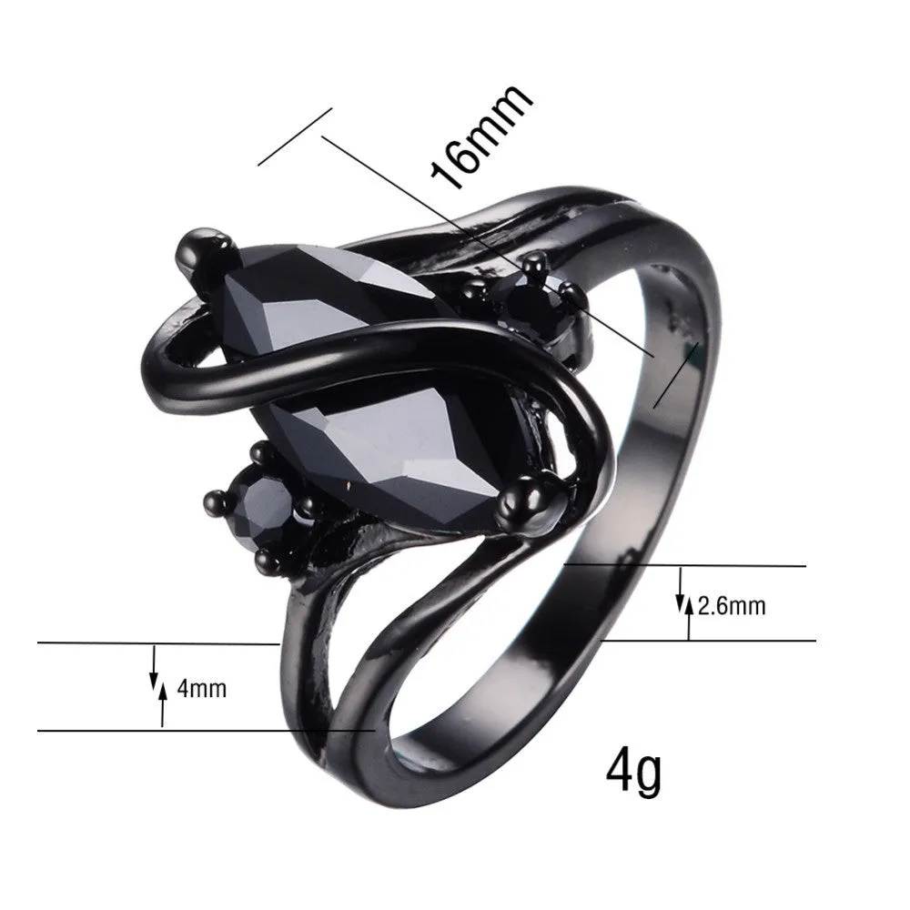 Fashion Jewelry S Style AAA Black Zircon Stone Finger Rings Black Gold Filled Women Men Wedding Party Promise Ring