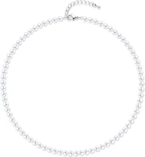 Faux Pearl Strand 4mm-10mm 14"-22" White Pearl Necklace Choker Women Men Wedding Jewelry