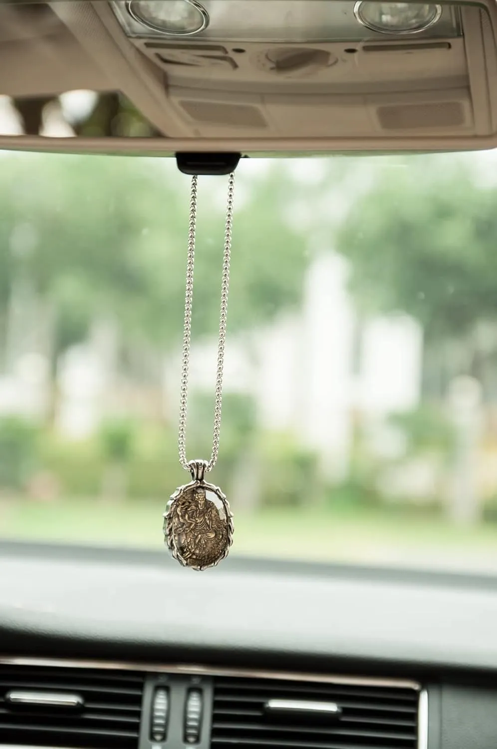FAZOVIN Buddha Necklace for Men Stainless Steel Pendant Necklace Avalokitesvara Buddha Bodhisattva Amulet Patron Saint