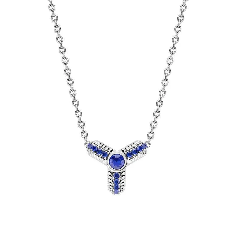 FColours of Love 18ct White Gold Sapphire Fluted Trio Necklace
