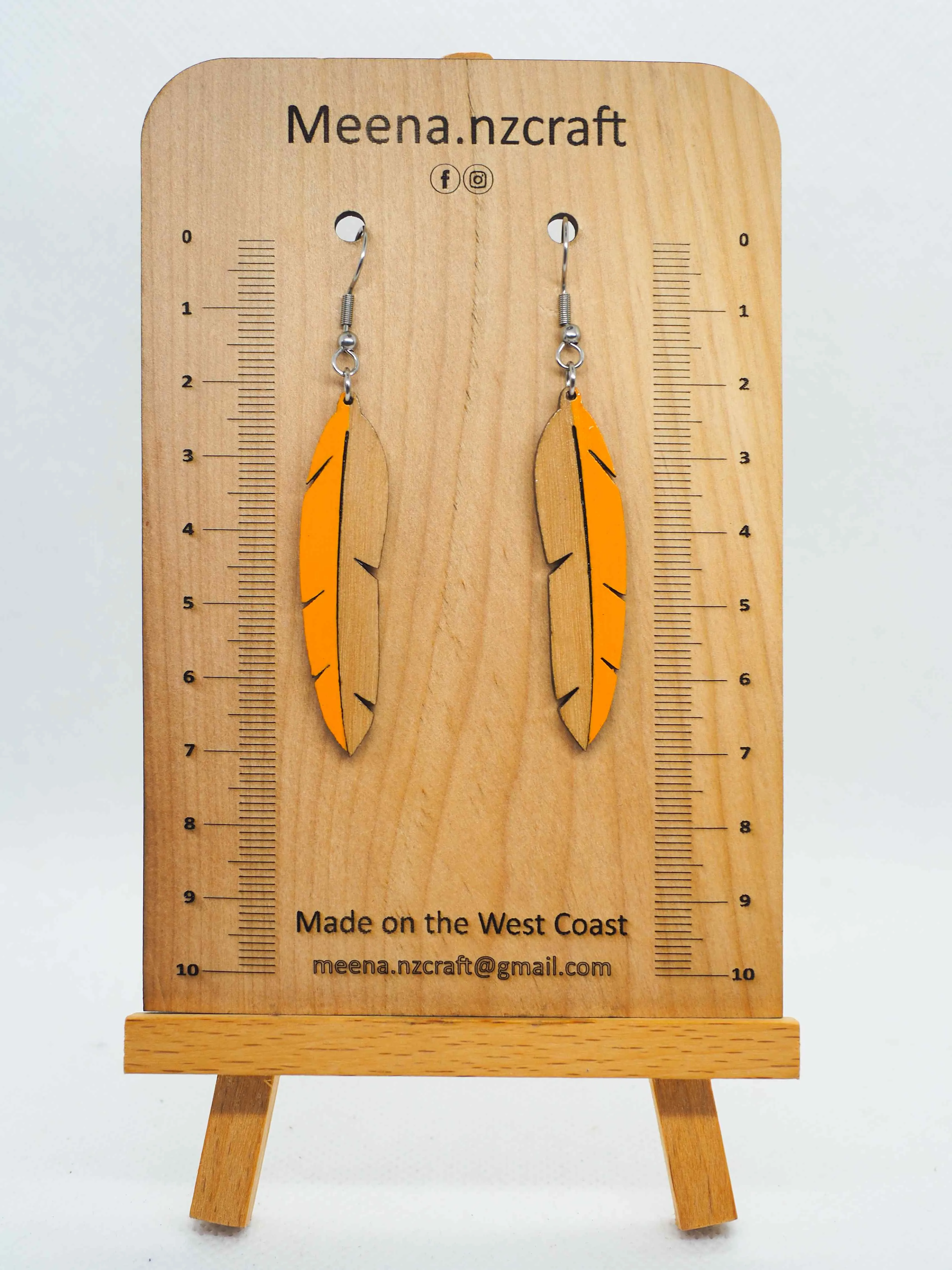 Feather Crafted Wooden Earrings
