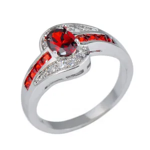 Female Oval Ring White Gold Filled Jewelry Vintage Wedding Rings For Women Birth Stone Girlfriend Gifts