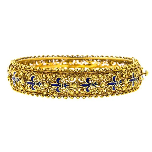 Filigree Enamel Fleur de Lis Bracelet