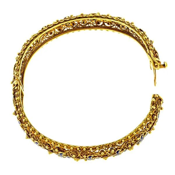 Filigree Enamel Fleur de Lis Bracelet