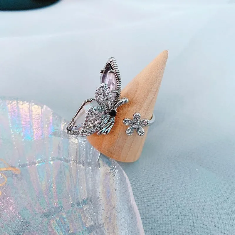 Finger Rings Charm Jewelry Flower Crystal Butterfly