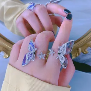 Finger Rings Charm Jewelry Flower Crystal Butterfly