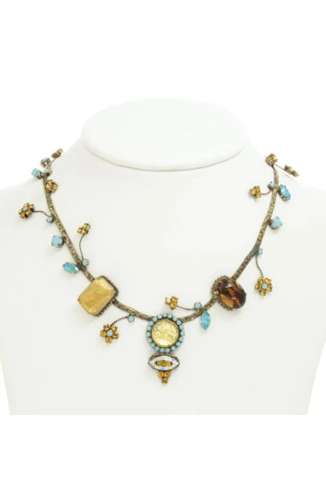 Floral Brown Yellow Necklace