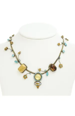 Floral Brown Yellow Necklace