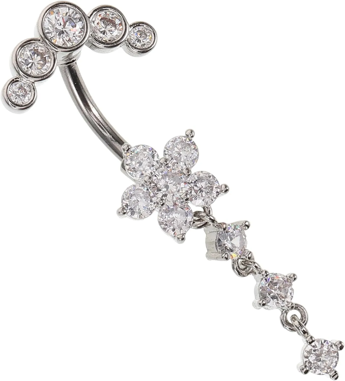 Flower Shape Belly Button Ring Dangle Navel Piercing Jewelry for Women Lightweight and Durable for Parties and Shows Unique Design Enhances Beauty and Charm