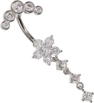 Flower Shape Belly Button Ring Dangle Navel Piercing Jewelry for Women Lightweight and Durable for Parties and Shows Unique Design Enhances Beauty and Charm