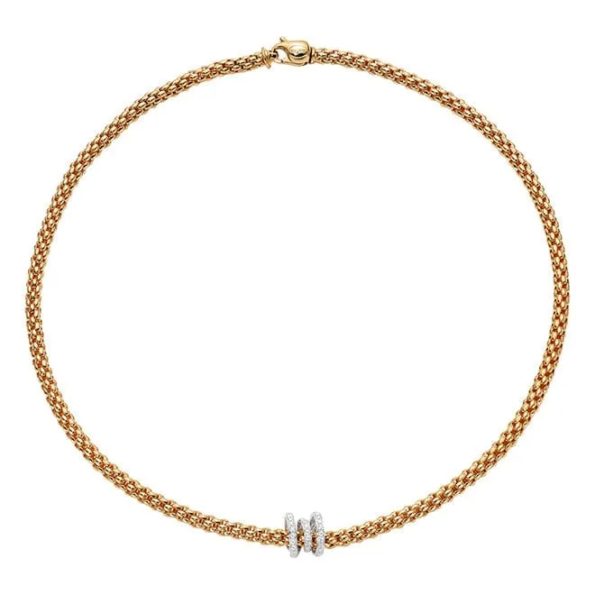 Fope Yellow Gold with Diamond Accents Solo Necklace
