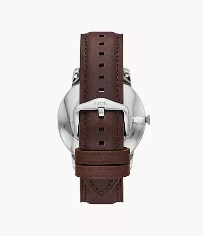 Fossil Minimalist Three-Hand Brown LiteHide™ Leather Watch and Bracelet Set FS5966
