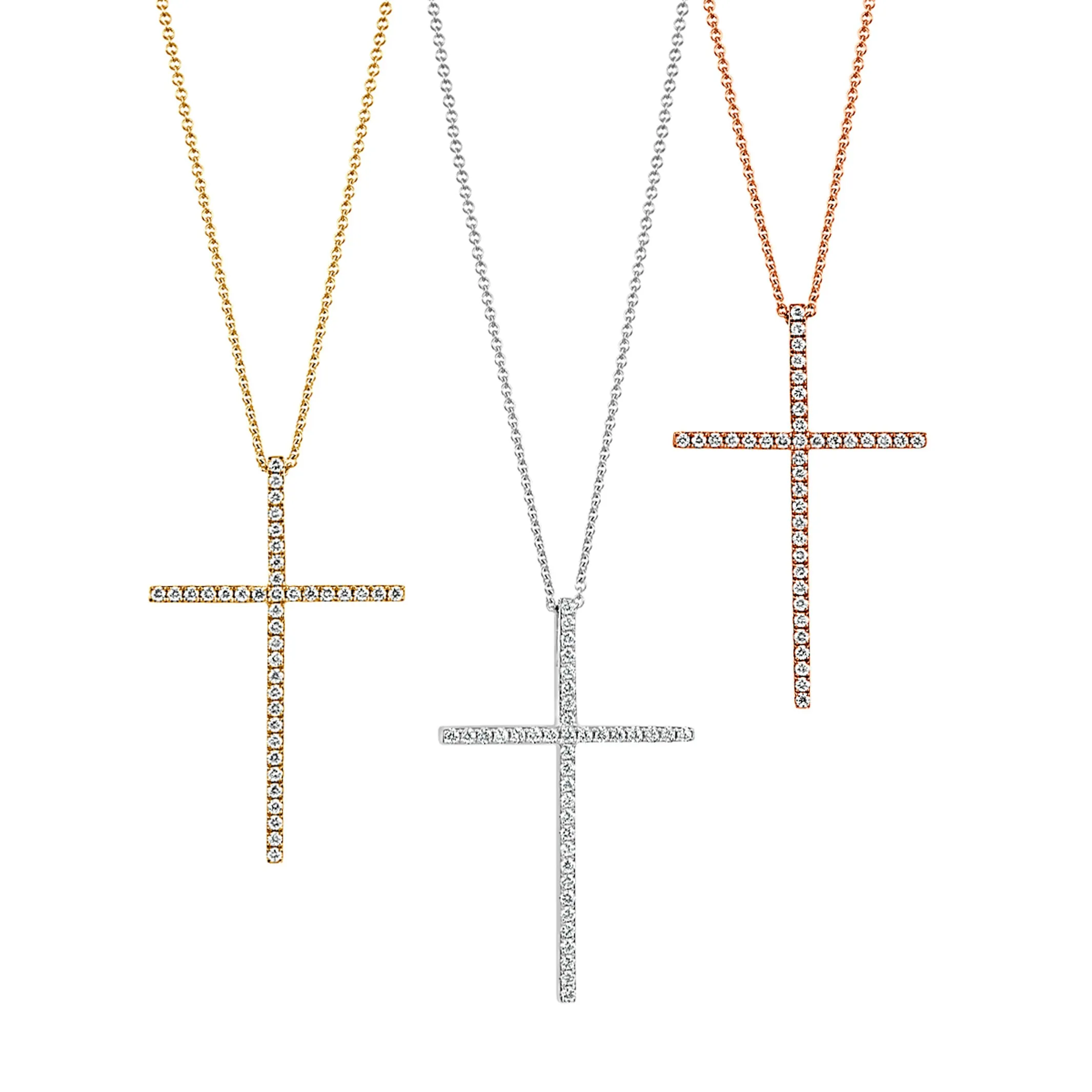 Frankie | Diamond Cross Necklace White Gold