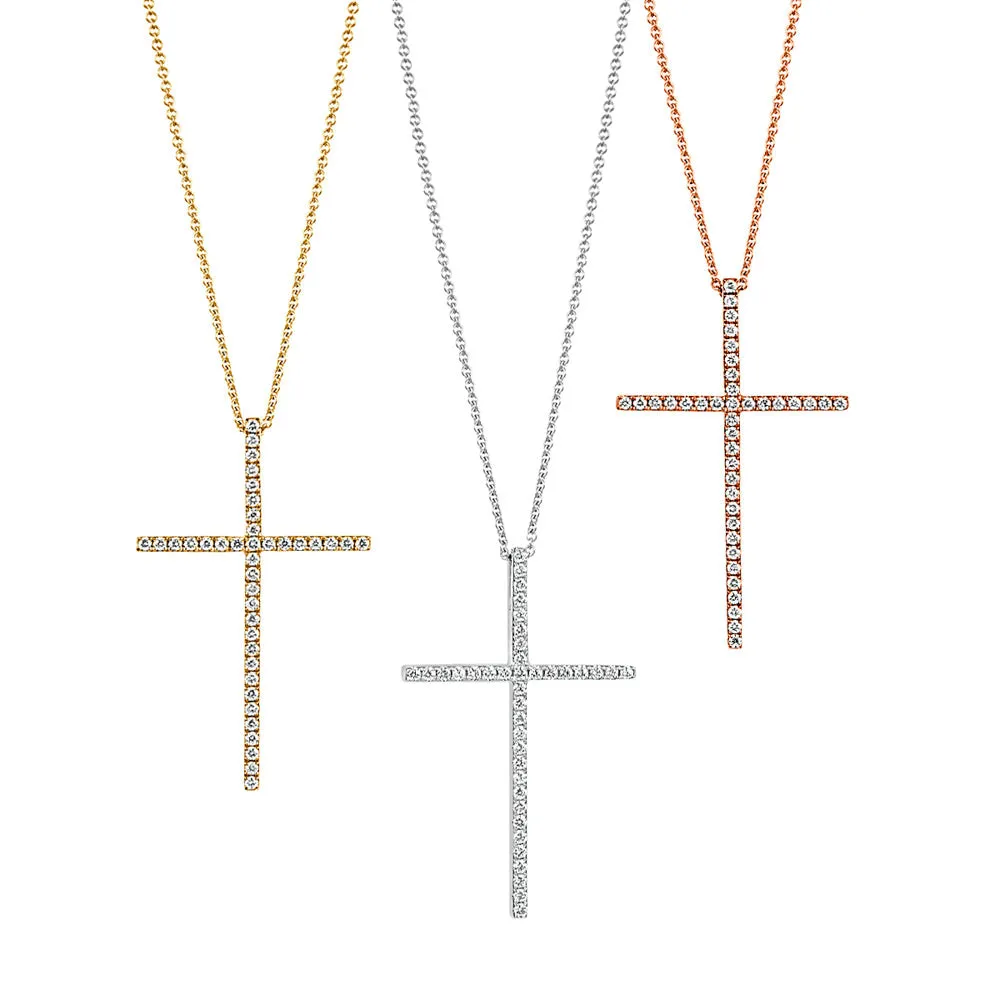 Frankie | Diamond Cross Necklace White Gold