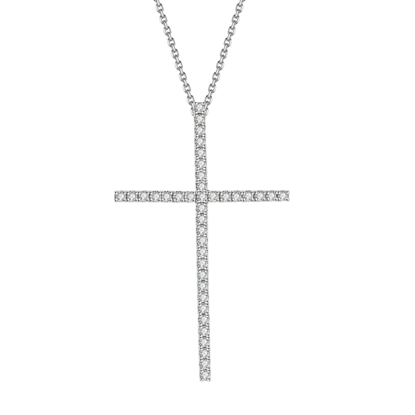 Frankie | Diamond Cross Necklace White Gold