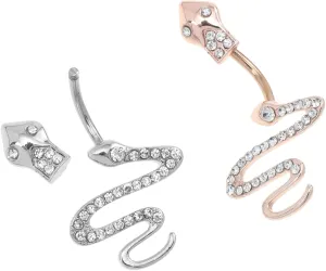 FRCOLOR 2pcs Snake Belly Button Rings Navel Jewelry Unique Snake Design Chic and Durable Body Piercing Accessories for Women
