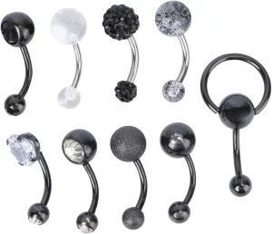 FRCOLOR 9Pcs Belly Button Ring Zircon Navel Piercing Jewelry Durable Accessories for Women Stylish and Chic Body Jewelry Collection