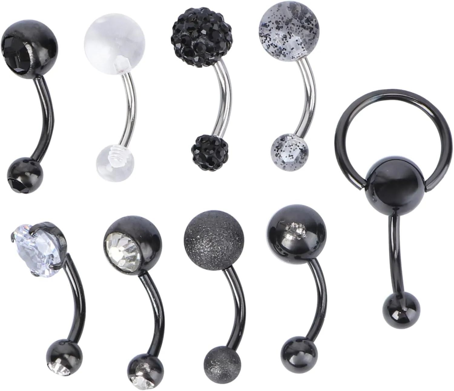 FRCOLOR 9Pcs Belly Button Ring Zircon Navel Piercing Jewelry Durable Accessories for Women Stylish and Chic Body Jewelry Collection