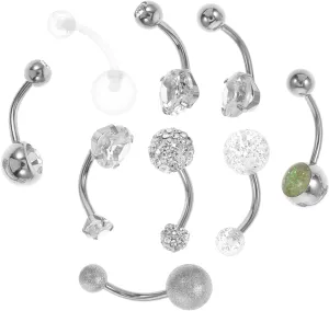 FRCOLOR 9Pcs Zircon Belly Button Rings Cute Belly Button Piercing Jewelry for Stylish Navel Rings with Decorative Rhinestone Elements Body Jewelry to Showcase Your Unique
