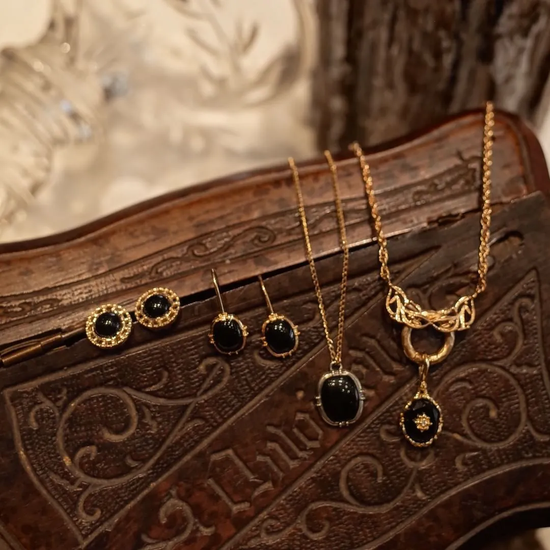 French Retro Black Onyx Earrings