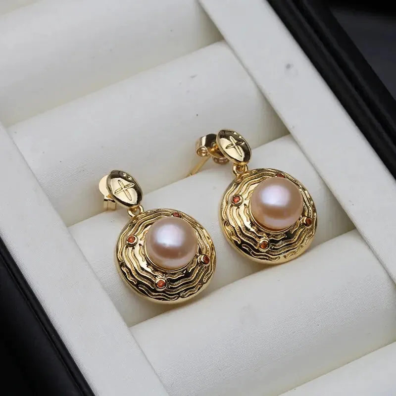 Freshwater Pearl Earrings Trend Natural Pearl Dangle Earrings White Black