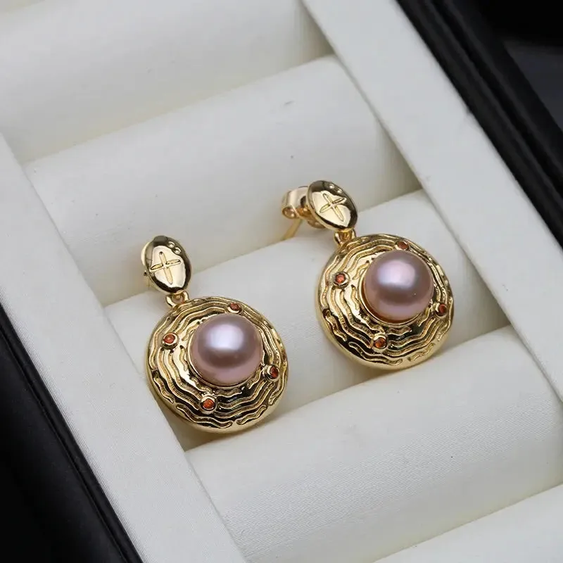 Freshwater Pearl Earrings Trend Natural Pearl Dangle Earrings White Black