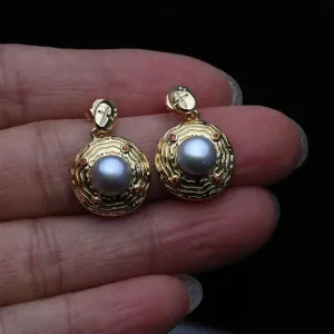 Freshwater Pearl Earrings Trend Natural Pearl Dangle Earrings White Black