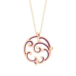 FRococo 18ct Rose Gold Purple Enamel Large Pendant