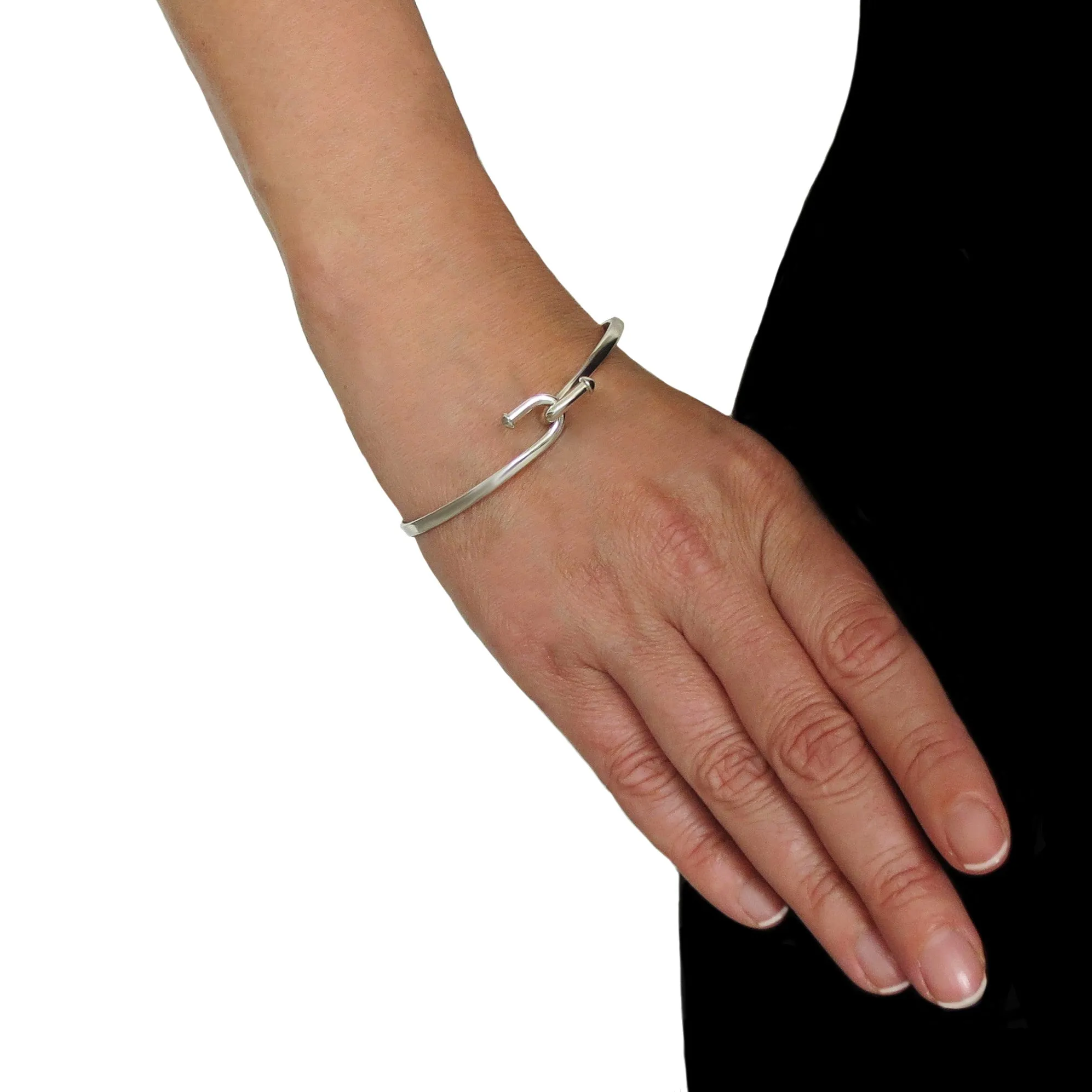Front Hook Twist Solid 925 Sterling Silver Bracelet