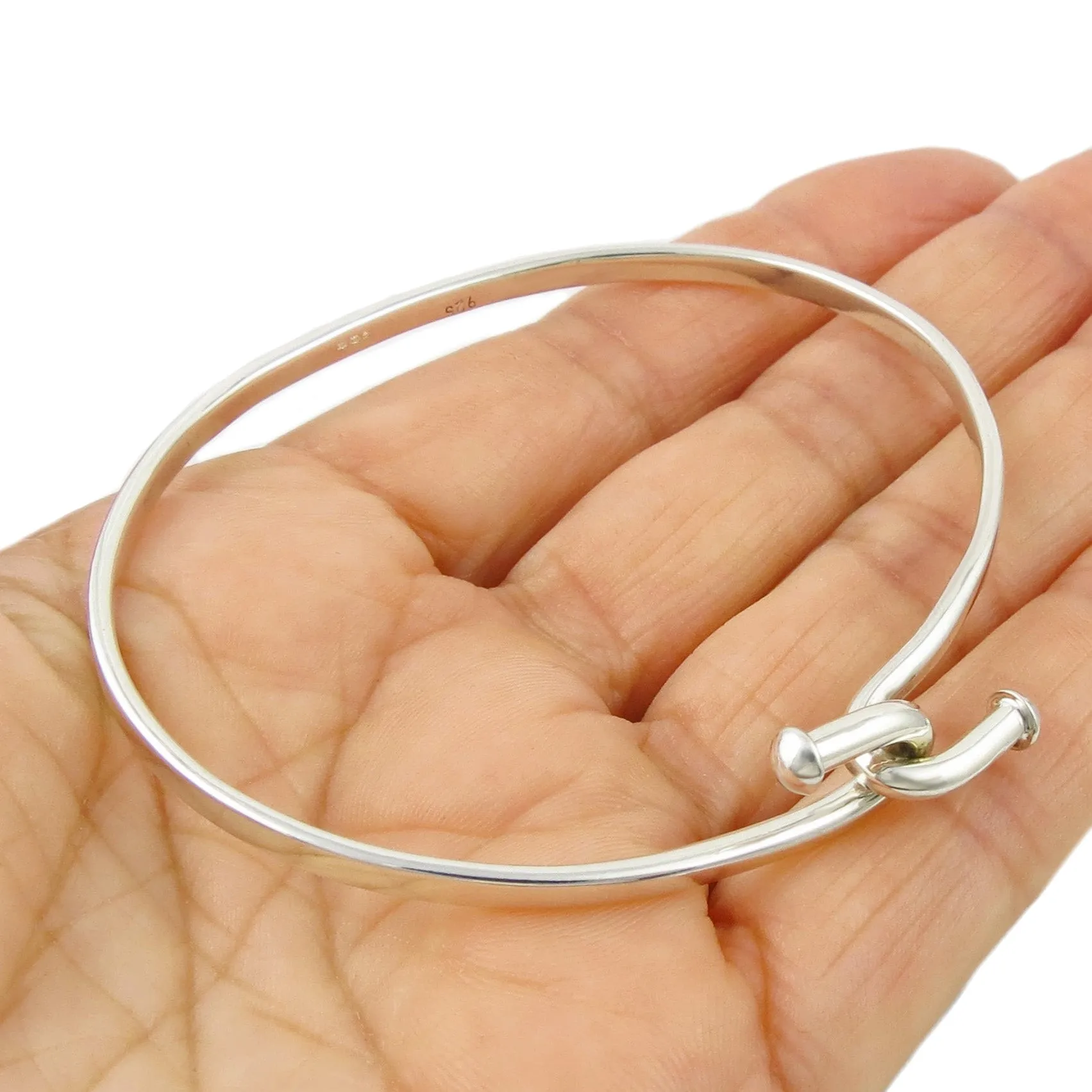 Front Hook Twist Solid 925 Sterling Silver Bracelet