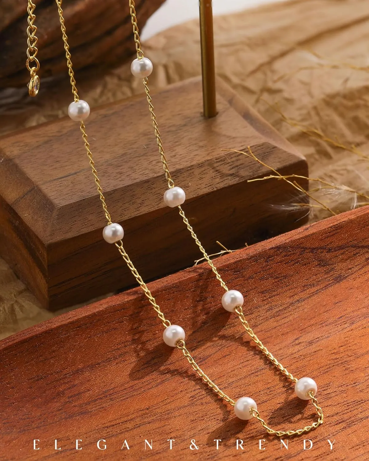 FUNEIA Dainty Pearl Necklace for Women 14K Gold Plated Faux Pearl Choker Necklaces Trendy White Silver Small Pearl Necklace Strand Wedding Prom Bridal Pearls Jewelry 14/16/18/20 Inches