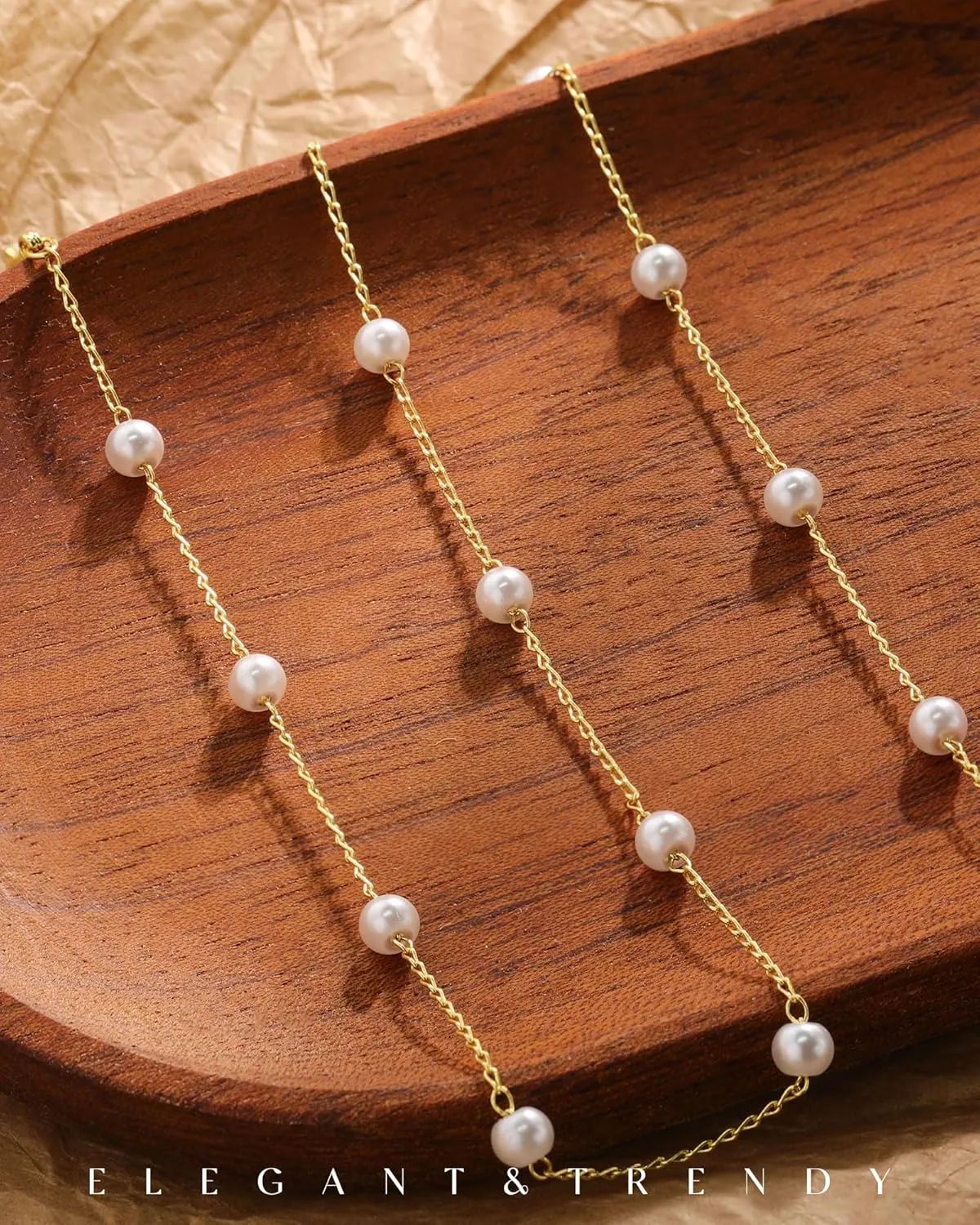 FUNEIA Dainty Pearl Necklace for Women 14K Gold Plated Faux Pearl Choker Necklaces Trendy White Silver Small Pearl Necklace Strand Wedding Prom Bridal Pearls Jewelry 14/16/18/20 Inches