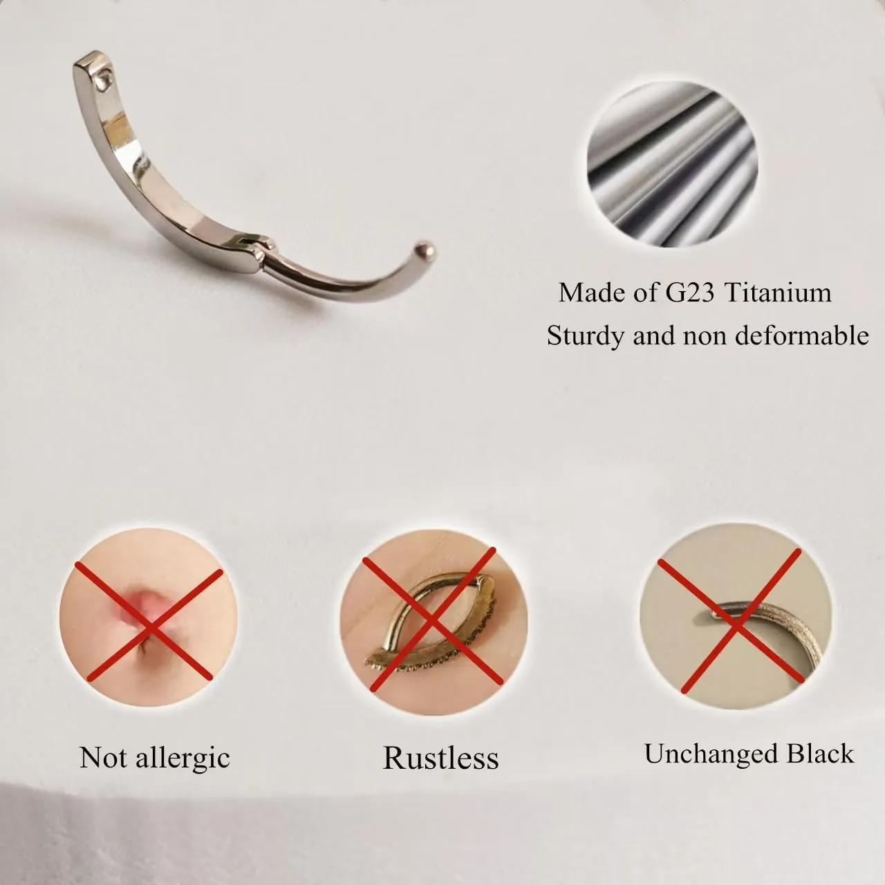 G23 Titanium 14G Belly Button Rings for Women Hinged Hoop Clicker Belly Ring Reverse Curved Navel Ring Floating Navel Barbell Piercing Jewelry 14 Gauge 8mm 10mm 12mm 14mm